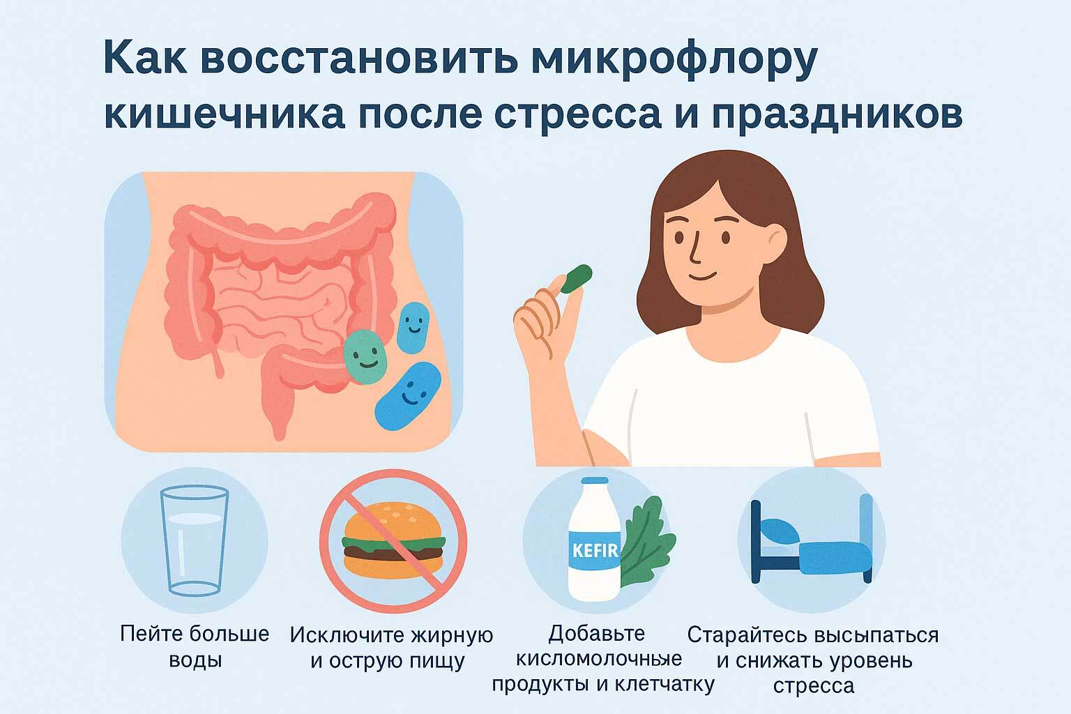 Как восстановить микрофлору кишечника после стресса и праздников